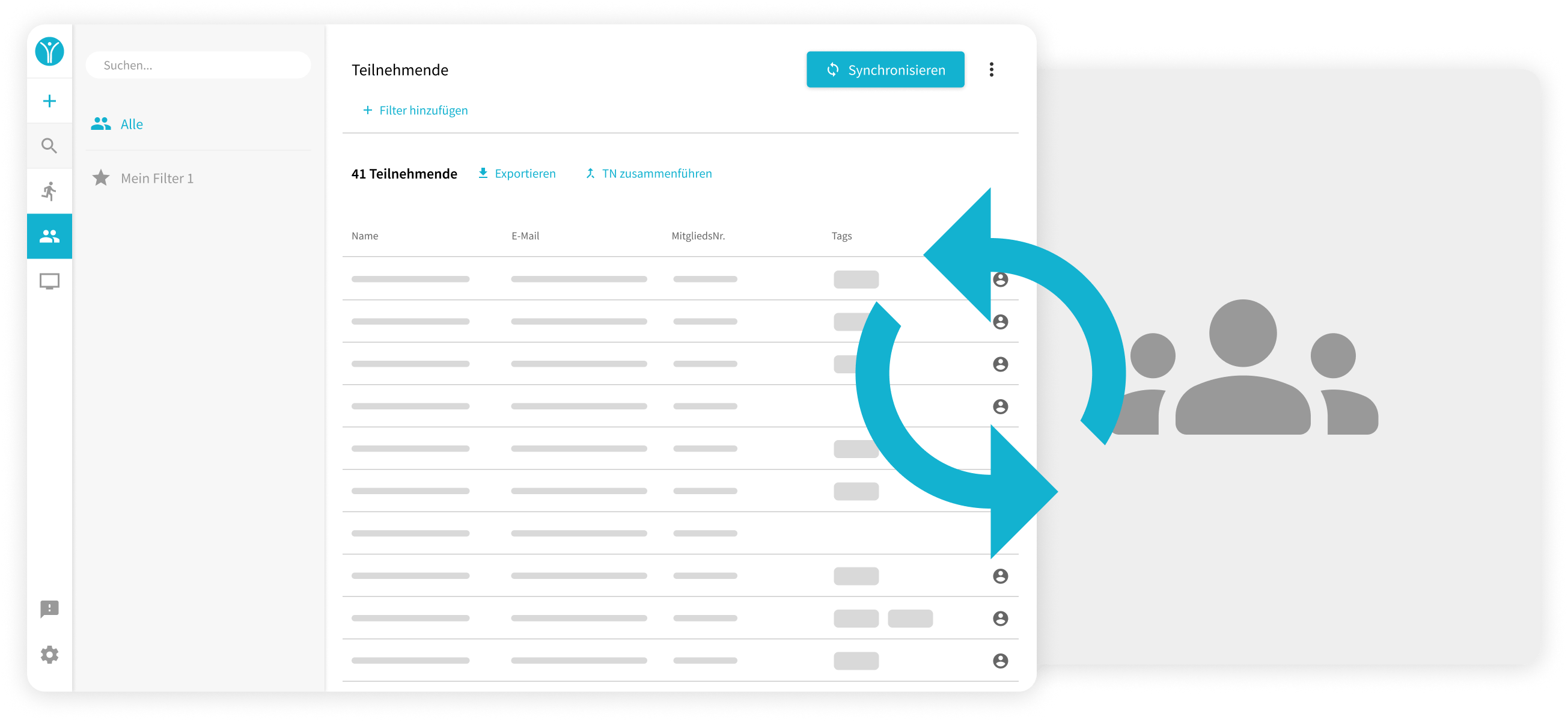 Teilnehmerdatenbank mit Mitgliederverwaltung synchronisieren